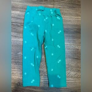 Gap Teal Palm Tree Print Pants Girls 5 Capri Leggings